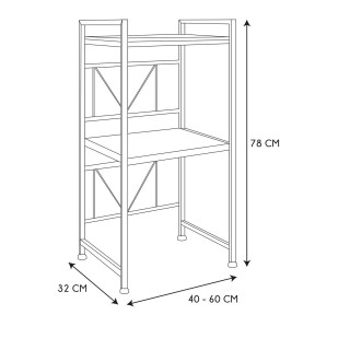 Organisateur pour Micro-Onde modulable et extensible avec 2 étagères - Noir