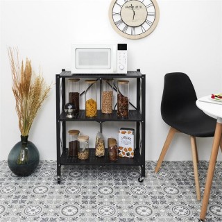Etagère pliable 3 niveaux en fer et Polypropylène - Noir