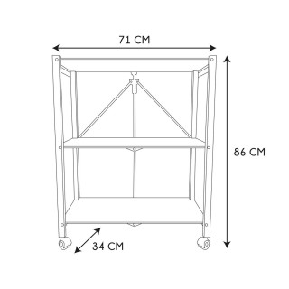 Etagère pliable 3 niveaux en fer et Polypropylène - Noir