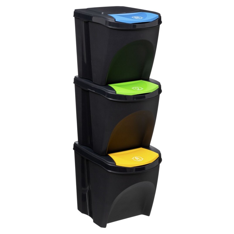 Lot de 3 Poubelles empilables pour le tri sélectif