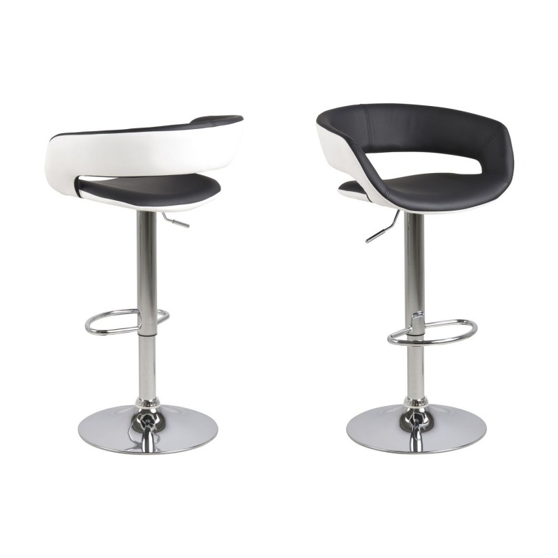 Lot de 2 Tabourets de bar Gracie effet cuir - Noir et blanc Lot de 2 Tabourets de bar Gracie effet cuir - Noir et blanc