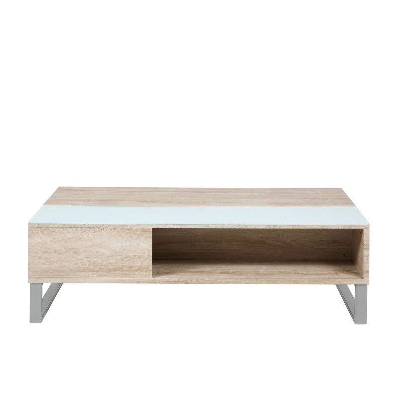 Table basse Azéla en verre et MDF avec plateaux relevable - Beige Table basse Azéla en verre et MDF avec plateaux relevable - Beige