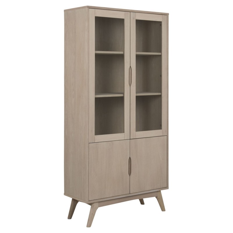 Vitrine Martie en MDF et verre 4 portes et 4 étagères - Beige