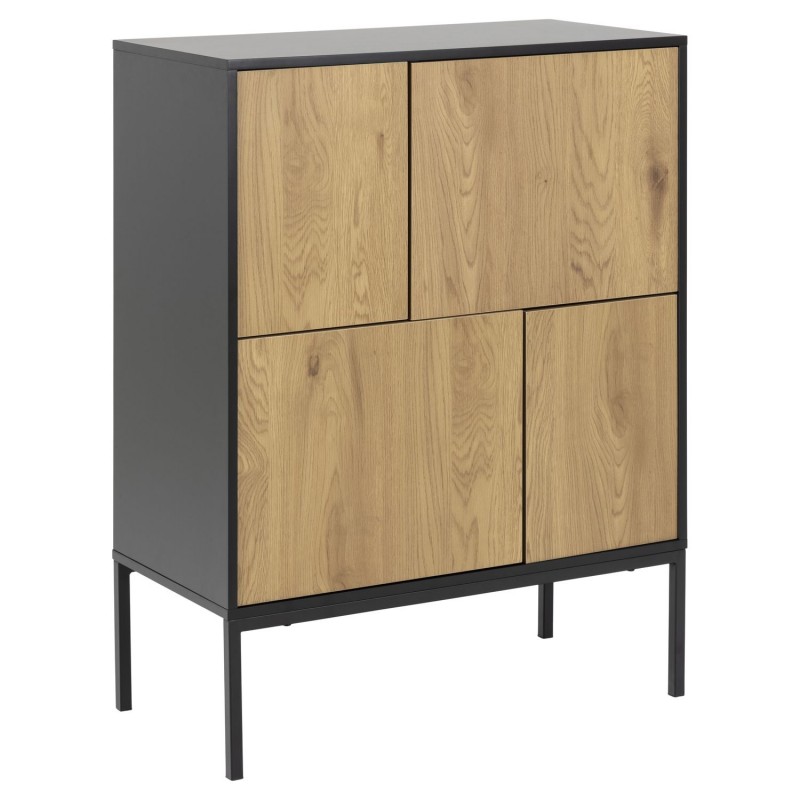 Buffet Sireine 4 portes en MDF et Métal - Noir et Marron Buffet Sireine 4 portes en MDF et Métal - Noir et Marron