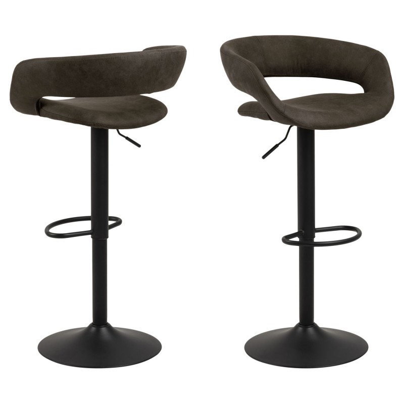 Lot de 2 Tabourets de bar Gracie en tissu et métal - Gris Lot de 2 Tabourets de bar Gracie en tissu et métal - Gris