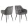 Lot de 2 Chaises de salle à manger Florie avec accoudoisr effet velours - Gris et Noir