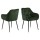 Lot de 2 Chaises de salle à manger Florie avec accoudoirs effet velours - Vert sapin et Noir