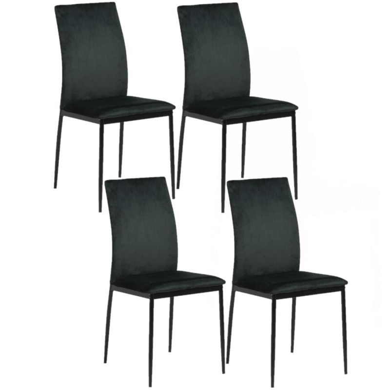 Lot de 4 Chaises de salle à manger Julia en tissu et métal - Vert