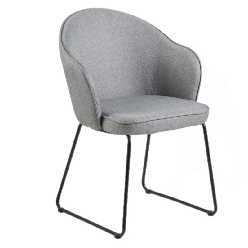 Chaise de salle à manger Marcelle avec accoudoirs - Gris et Noir