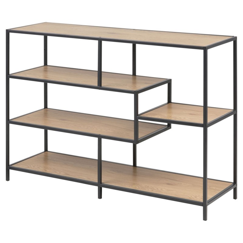 Bibliothèque ouverte Sireine 4 étagères en MDF et métal - Beige et Noir Bibliothèque ouverte Sireine 4 étagères en MDF et métal - Beige et Noir