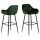 Lot de 2 Tabourets de bar Florie en tissu et métal - Vert