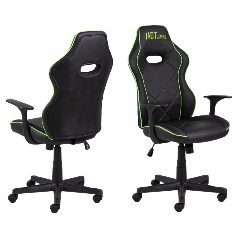 Chaise de bureau pour gamer Gus effet cuir - Noir et Vert