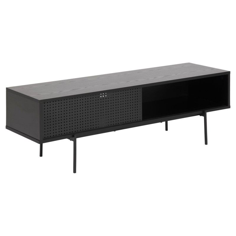 Meuble TV Aria en MDF et Métal avec 1 porte coulissante - Noir