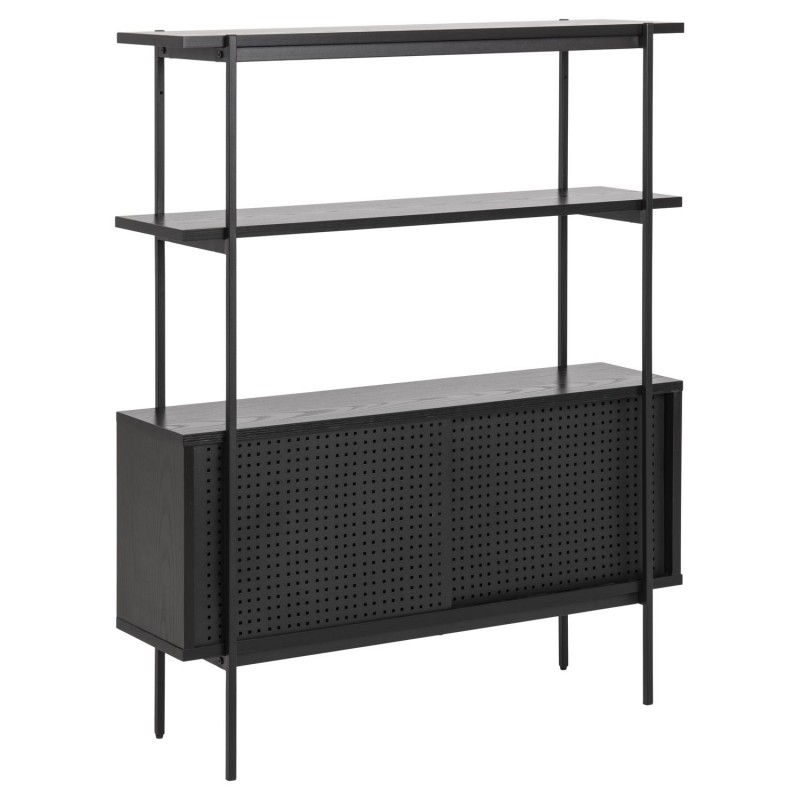 Bibliothèque Aria en MDF et métal avec 2 étagères et 2 portes coulissantes - Noir Bibliothèque Aria en MDF et métal avec 2 étagères et 2 portes coulissantes - Noir