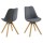 Lot de 2 Chaises de salle à manger Dona en tissu et bois d'Hévéa - Gris