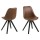 Lot de 2 Chaises de salle à manger Dona en tissu et bois d'Hévéa - Marron