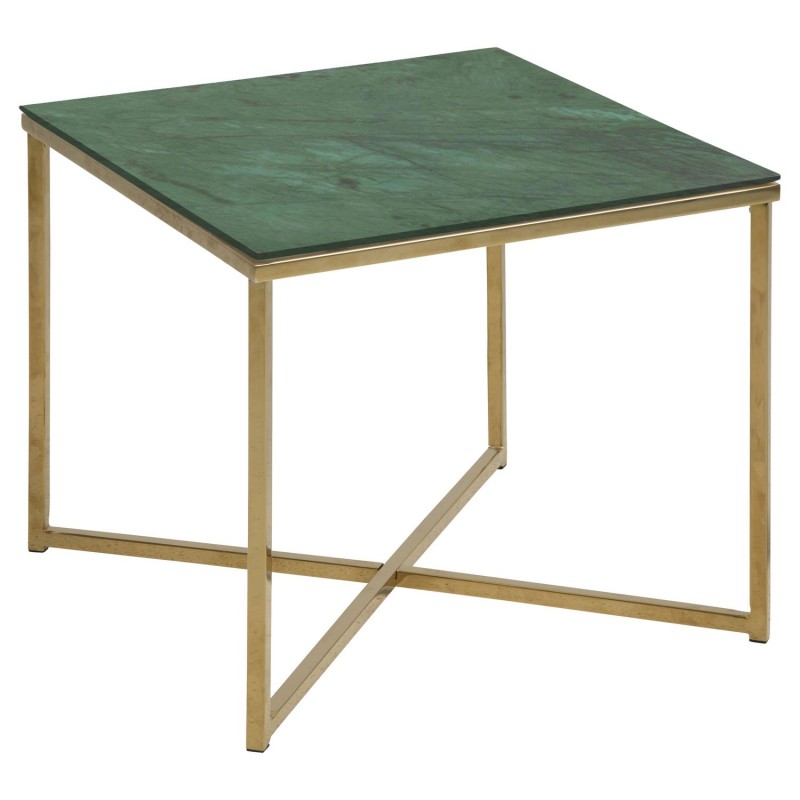 Table d’appoint Alysé carré en verre et métal - Vert Table d’appoint Alysé carré en verre et métal - Vert