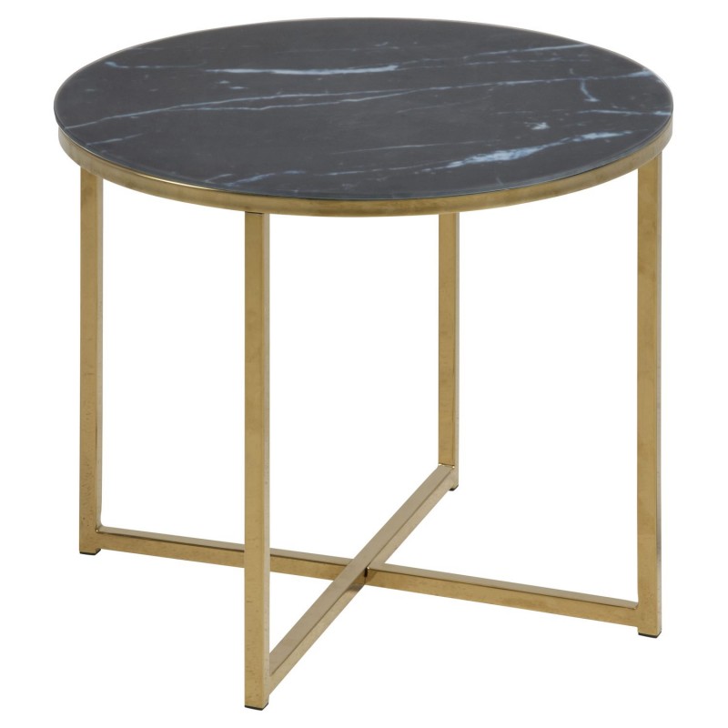 Table d’appoint Alysé ronde en verre et métal - Noir Table d’appoint Alysé ronde en verre et métal - Noir