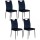 Lot de 4 Chaises de salle à manger Dina effet velours et métal - Bleu