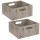 Lot de 2 Boîtes de rangement carrée en MDF - L. 31 x H. 15 cm - Gris, effet bois