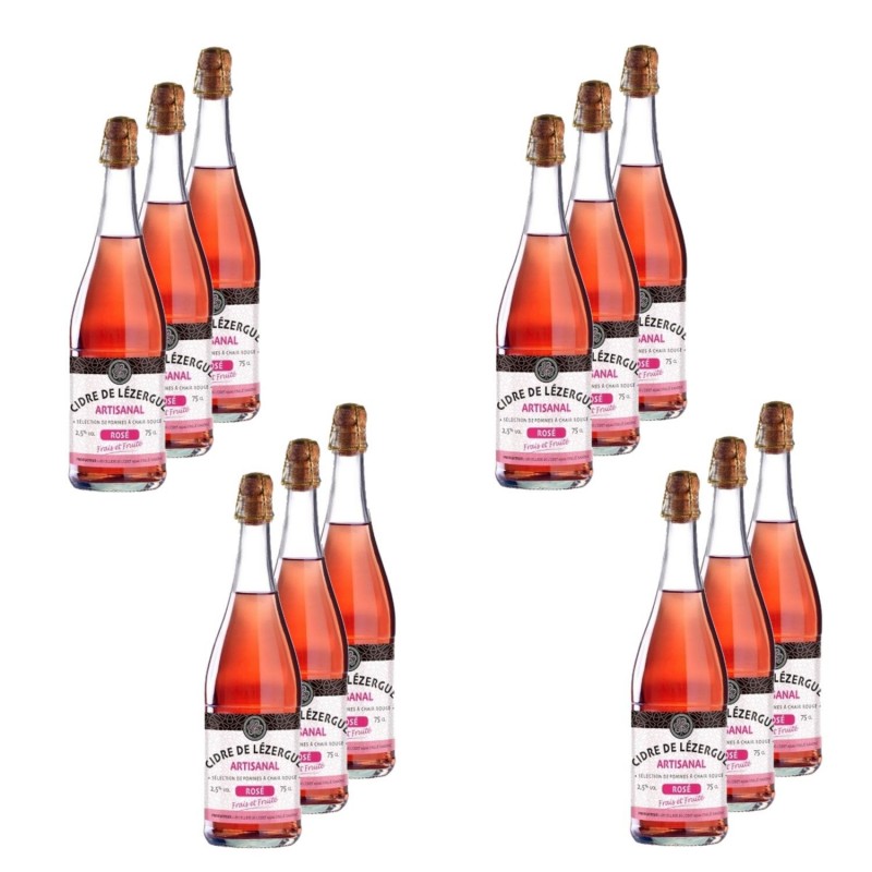 Lot 12x Cidre de Lézergué artisanal rosé - Bouteille 750ml