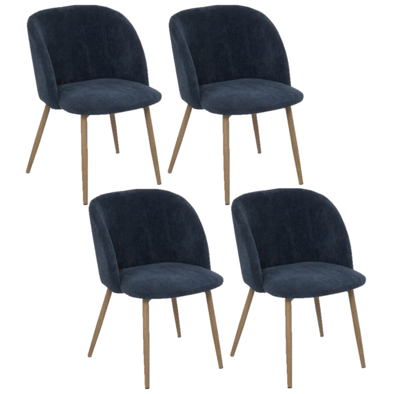 Lot de 4 Chaises pour enfant Céleste effet velours - Bleu marine