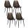 Lot de 4 Chaises scandinave transparentes et pieds en métal - Noir