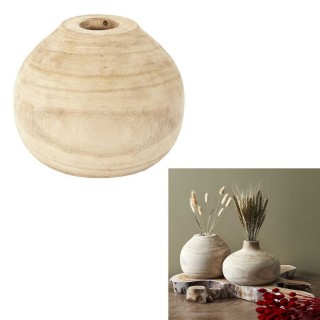 Vase rond en Bancoulier Diam. 19,30cm - Beige