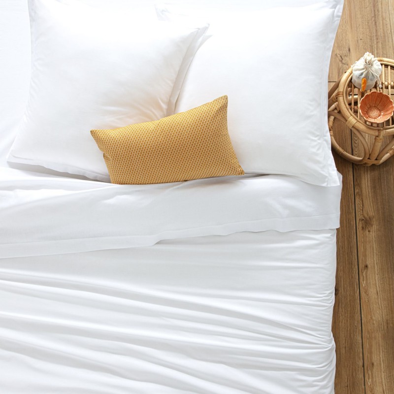 Housse de couette 2 places en coton 240x220cm fermeture boutons - Blanc