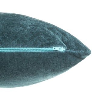 Coussin Dolce effet velours déhoussable 58x38 cm - Bleu canard