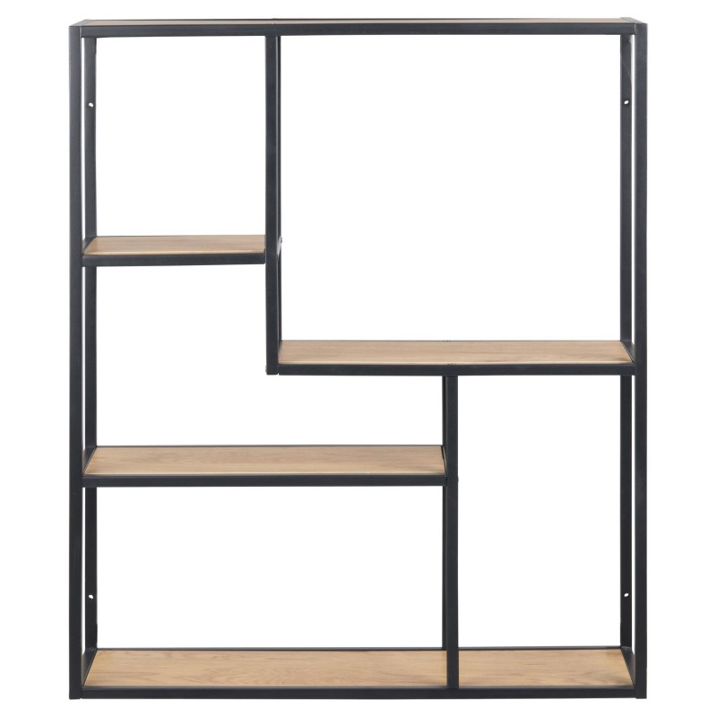 Etagère sur 4 niveaux asymétriques en MDF et métal - Noir et Marron Etagère sur 4 niveaux asymétriques en MDF et métal - Noir et Marron