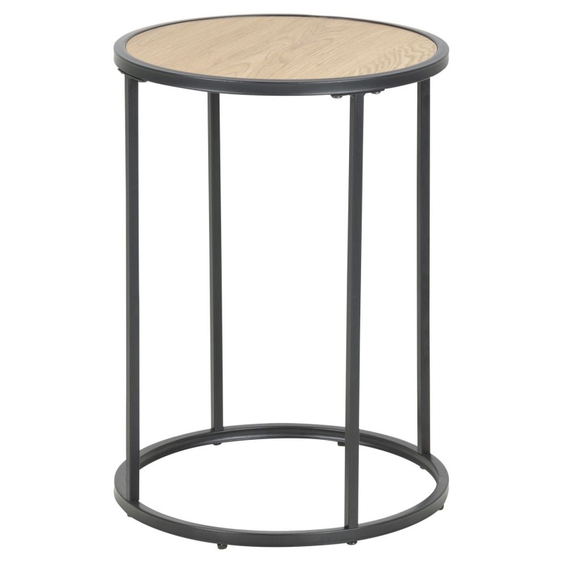 Table d'appoint ou bout de canapé rond en MDF et métal diam.40cm - Beige et Noir Table d'appoint ou bout de canapé rond en MDF et métal diam.40cm - Beige et Noir