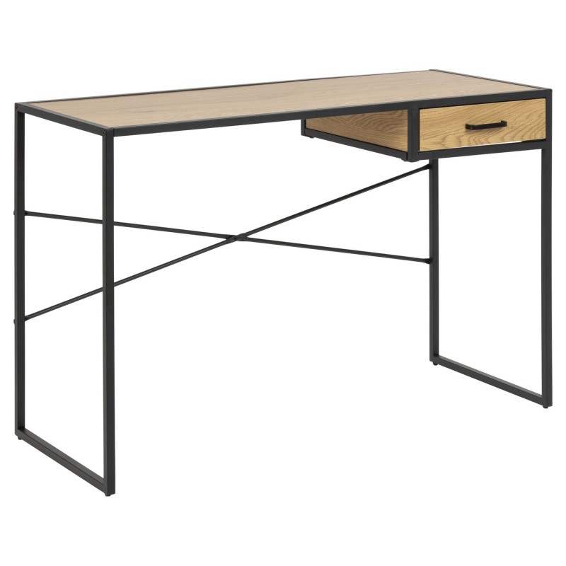 Bureau en MDF et métal 1 tiroir - L 110cm x l. 45cm x H. 75 cm - Beige et Noir Bureau en MDF et métal 1 tiroir - L 110cm x l. 45cm x H. 75 cm - Beige et Noir