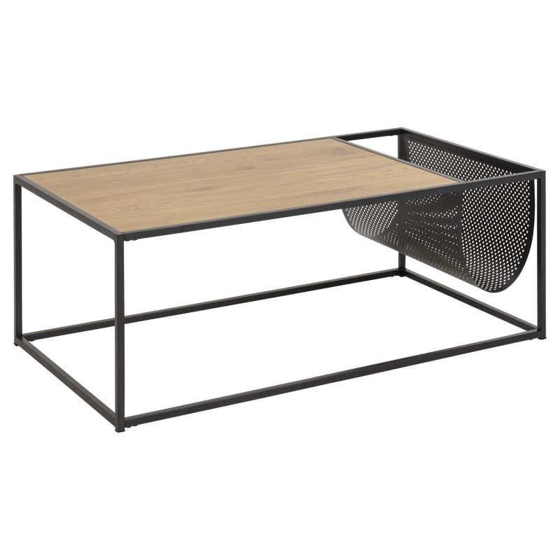 Table basse rectangulaire avec range magazine en MDF et métal - Beige et Noir Table basse rectangulaire avec range magazine en MDF et métal - Beige et Noir