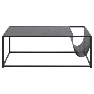 Table basse rectangulaire avec range magazine en MDF et métal - Noir