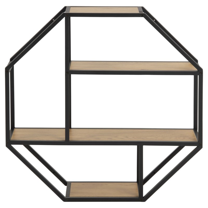 Etagère murale hexagonale en MDF et métal - Beige et Noir Etagère murale hexagonale en MDF et métal - Beige et Noir