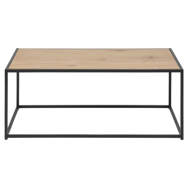 Table basse rectangulaire en MDF et métal - Noir et Beige Table basse rectangulaire en MDF et métal - Noir et Beige