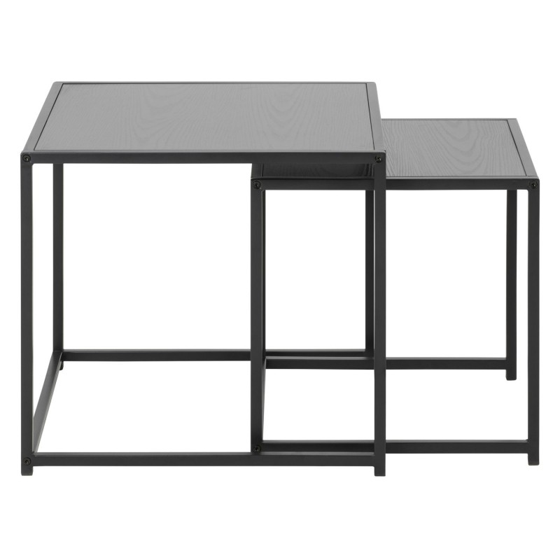 Duo de tables d'appoint encastrables en MDF et métal - Noir Duo de tables d'appoint encastrables en MDF et métal - Noir