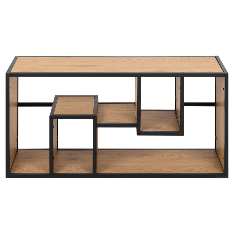 Etagère murale 4 niches en MDF et Métal - L.95cm x P.35cm x H.45cm - Beige et Noir