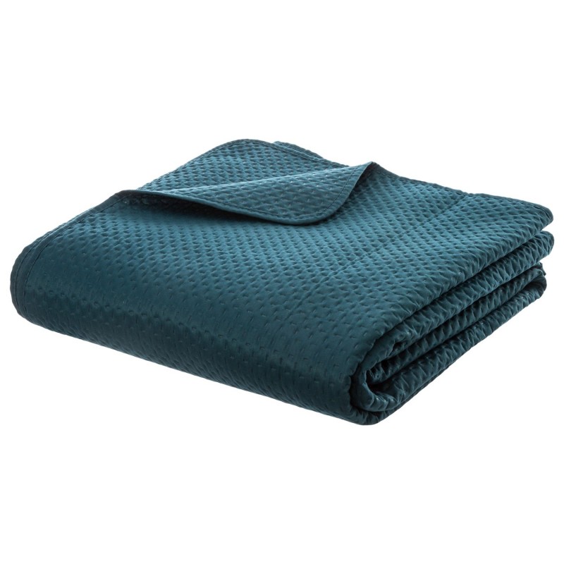 Dessus de lit avec 2 taies d'oreillers en Polyester bleu canard