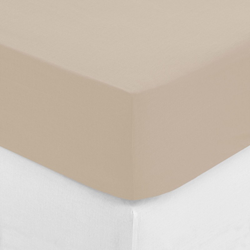 Drap Housse bonnet 30 cm 100% Lin 2 Places 140x190 cm - Beige