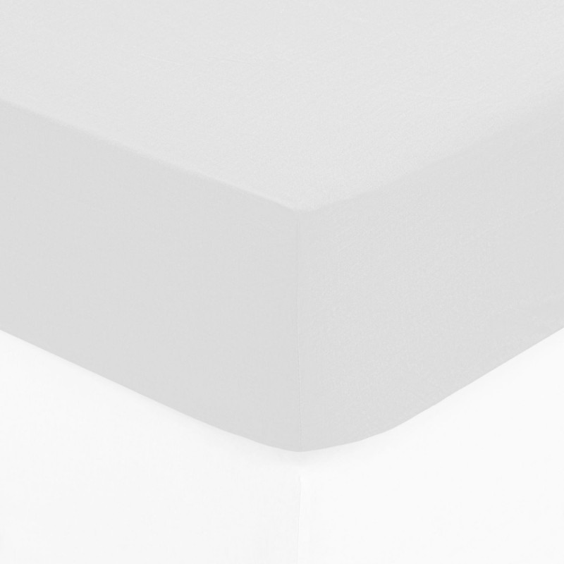 Drap Housse bonnet 30 cm 100% Coton Esther 160x200 cm - Blanc