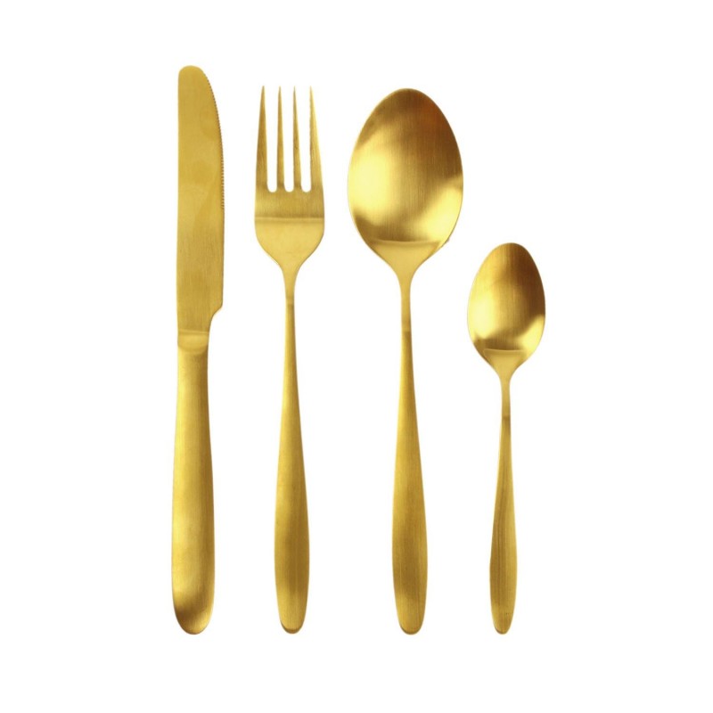 Lot de 3 ménagères en inox 16 pièces dorées - GOLD