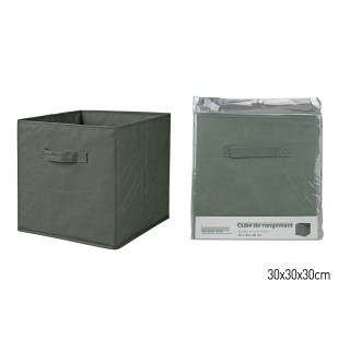 Lot de 6 cubes de rangement pliables en tissus avec poignée - 30x30x30cm - Vert Romarin