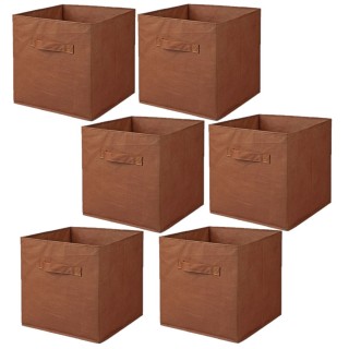 Lot de 6 cubes de rangement pliables en polypropylène avec poignée - 30x30x30cm - Rouge Brique