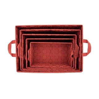 Lot de 5 Paniers avec 2 sangles en Polypropylène et Métal - Rouge Terracotta