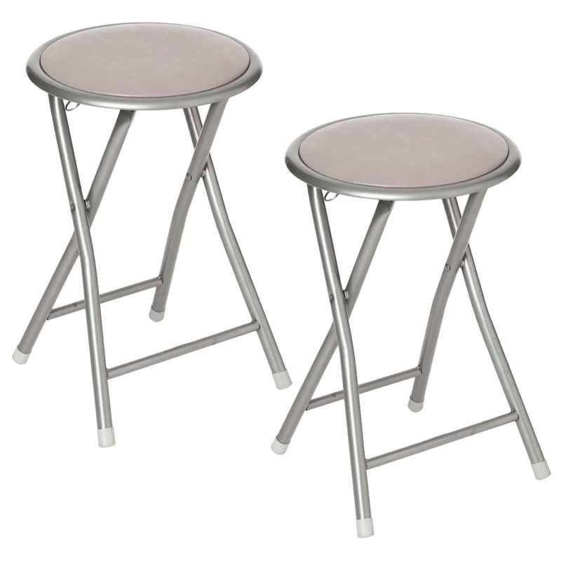 Lot de 2 Tabourets pliants en PVC - Taupe