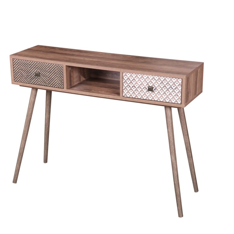 Console Baobab en MDF 2 tiroirs et 1 niche ouverte - L.100 cm x H.75 cm - Marron Console Baobab en MDF 2 tiroirs et 1 niche ouverte - L.100 cm x H.75 cm - Marron