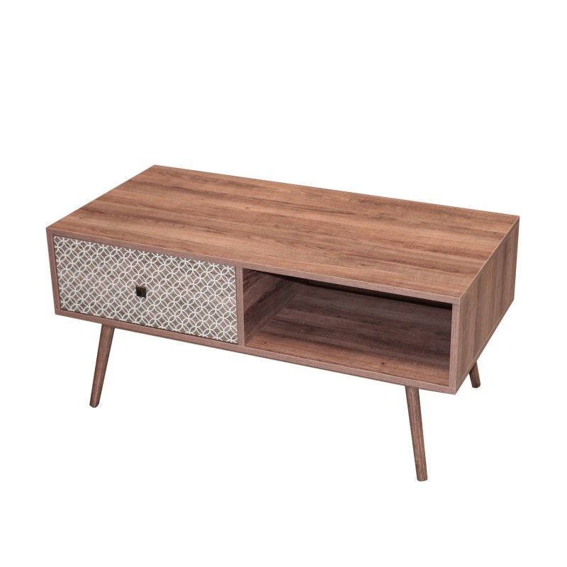 Table basse Baobab en MDF 1 tiroirs et 1 niche ouverte - L.100 cm x H.45,5 cm - Marron Table basse Baobab en MDF 1 tiroirs et 1 niche ouverte - L.100 cm x H.45,5 cm - Marron