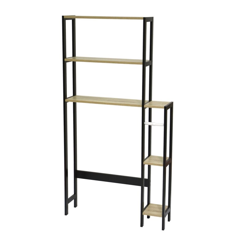 Etagère contour de WC Colorado 5 niveaux en MDF et Métal - Beige et Noir Etagère contour de WC Colorado 5 niveaux en MDF et Métal - Beige et Noir